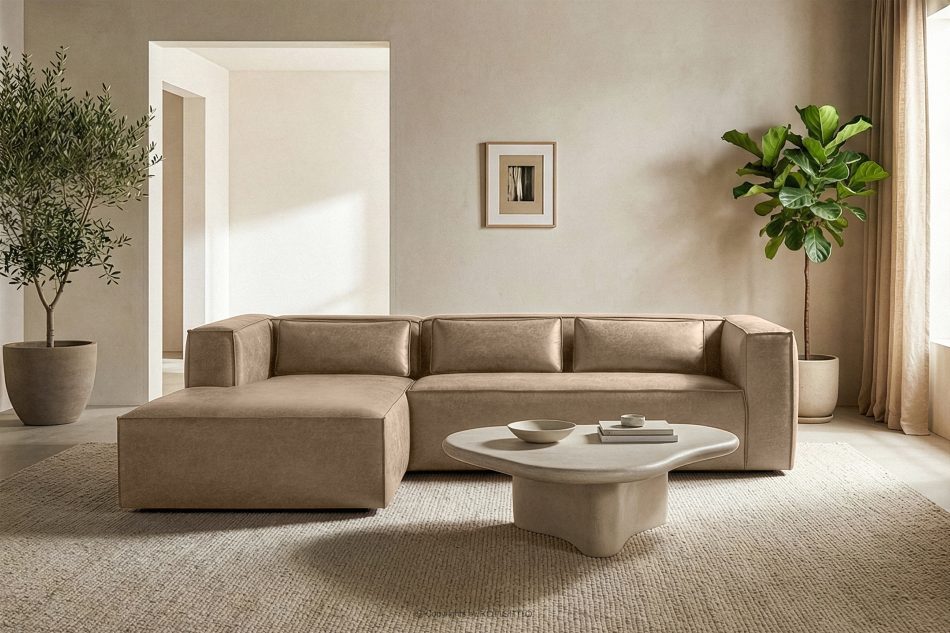 FEROX Ecksofa im Loft-Stil Kunstleder beige links beige - Foto 10