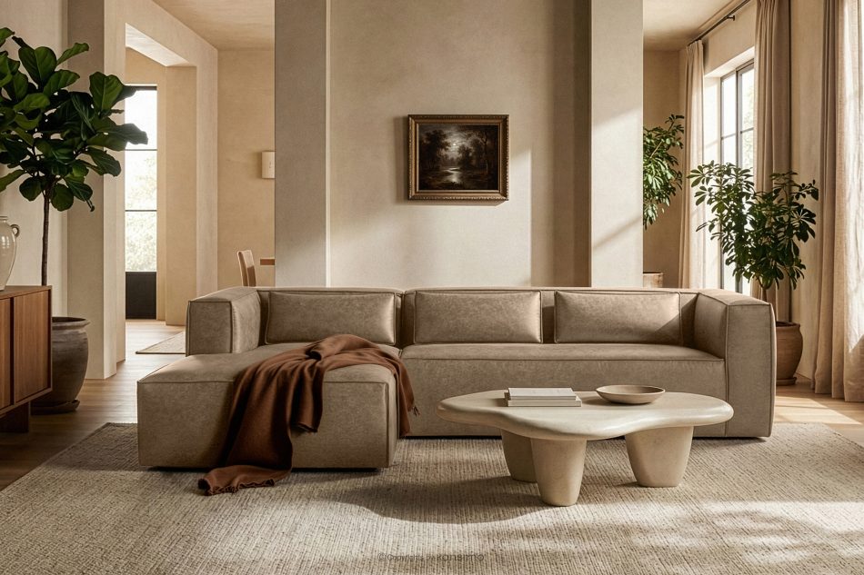 FEROX Ecksofa im Loft-Stil Kunstleder beige links beige - Foto 11