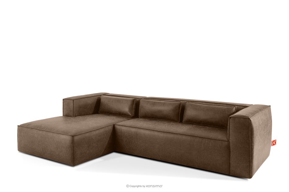 FEROX Ecksofa im Loft-Stil Kunstleder dunkelbraun links dunkelbraun - Foto 2