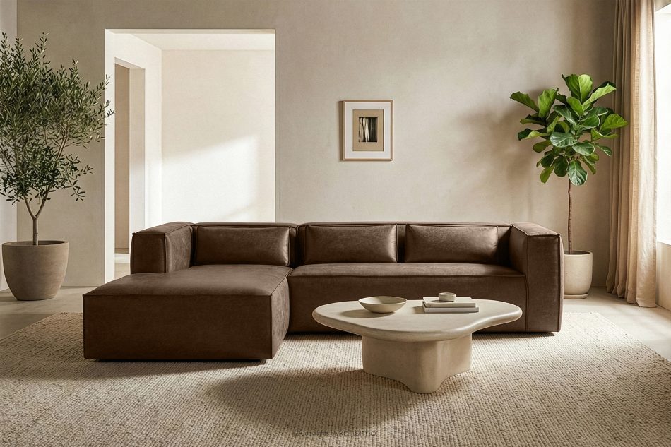 FEROX Ecksofa im Loft-Stil Kunstleder dunkelbraun links dunkelbraun - Foto 10