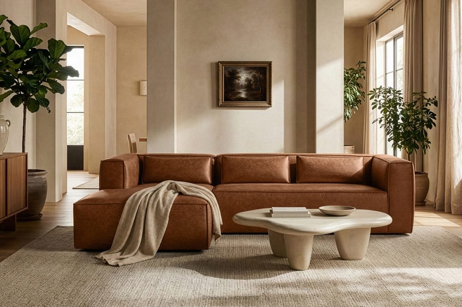 FEROX Ecksofa im Loft-Stil Kunstleder rotbraun links rot - Foto 11