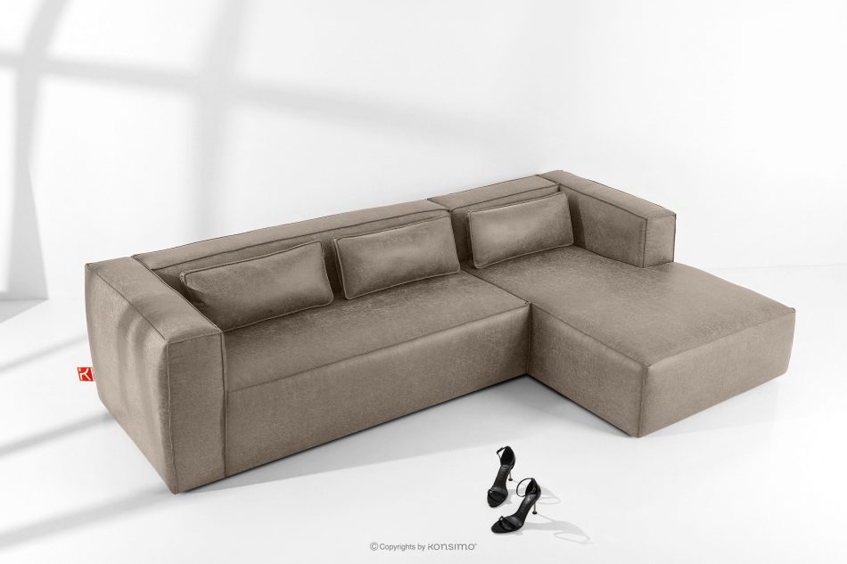 FEROX Ecksofa im Loft-Stil Kunstleder hellgrau rechts hellgrau - Foto 1