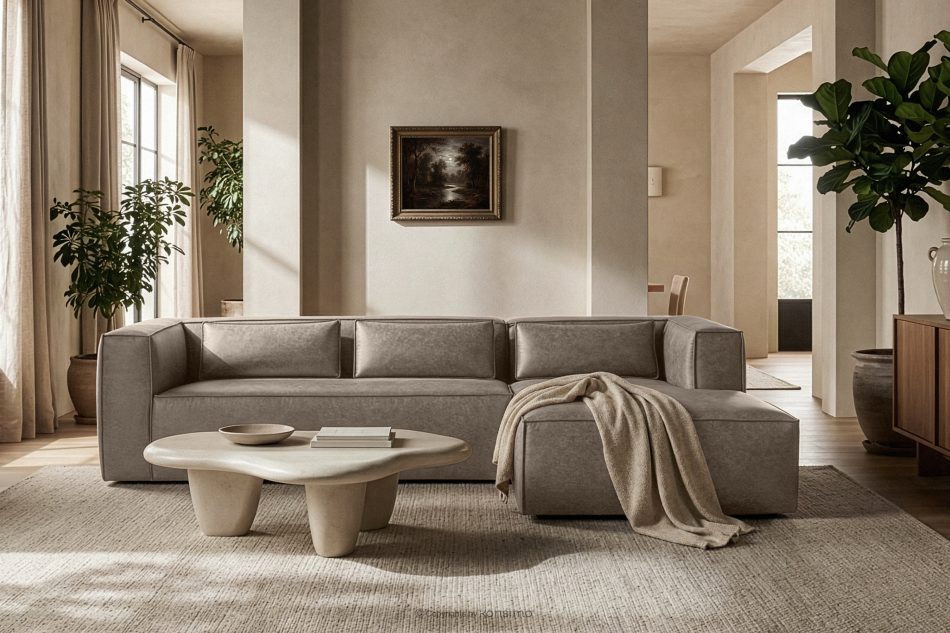 FEROX Ecksofa im Loft-Stil Kunstleder hellgrau rechts hellgrau - Foto 11