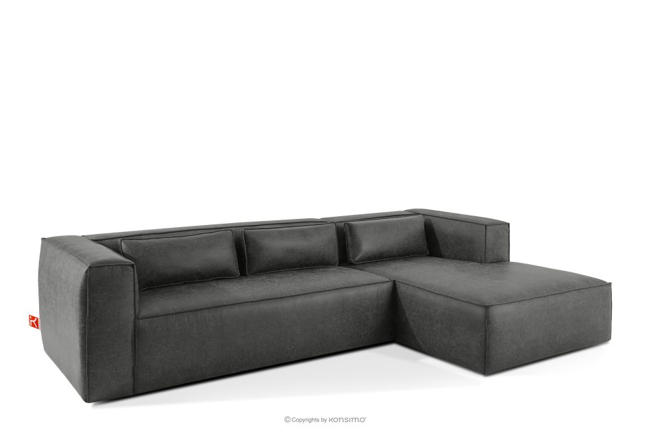 FEROX Ecksofa im Loft-Stil Kunstleder dunkelgrau rechts dunkelgrau - Foto 2