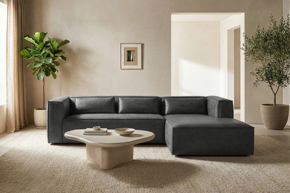 FEROX Ecksofa im Loft-Stil Kunstleder dunkelgrau rechts dunkelgrau - Foto 10