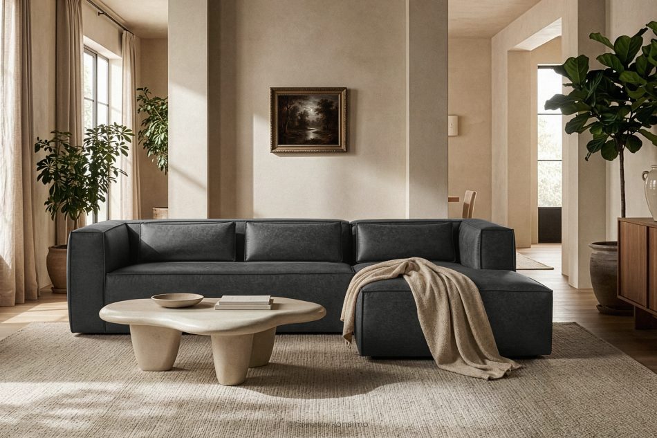 FEROX Ecksofa im Loft-Stil Kunstleder dunkelgrau rechts dunkelgrau - Foto 11