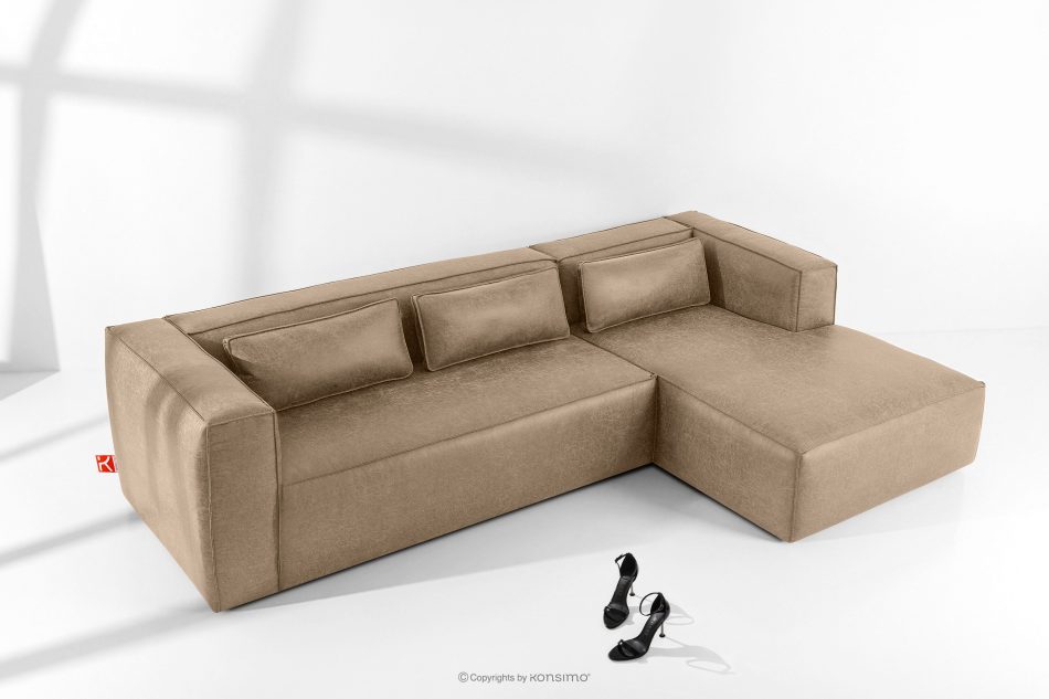 FEROX Ecksofa im Loft-Stil Kunstleder beige rechts beige - Foto 1