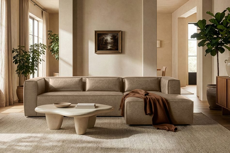 FEROX Ecksofa im Loft-Stil Kunstleder beige rechts beige - Foto 11