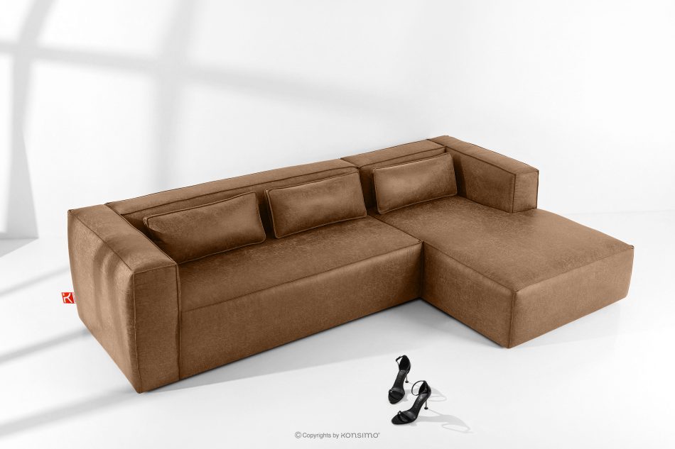 FEROX Ecksofa im Loft-Stil Kunstleder braun rechts braun - Foto 1