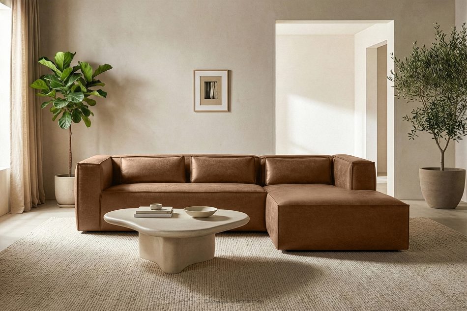 FEROX Ecksofa im Loft-Stil Kunstleder braun rechts braun - Foto 10