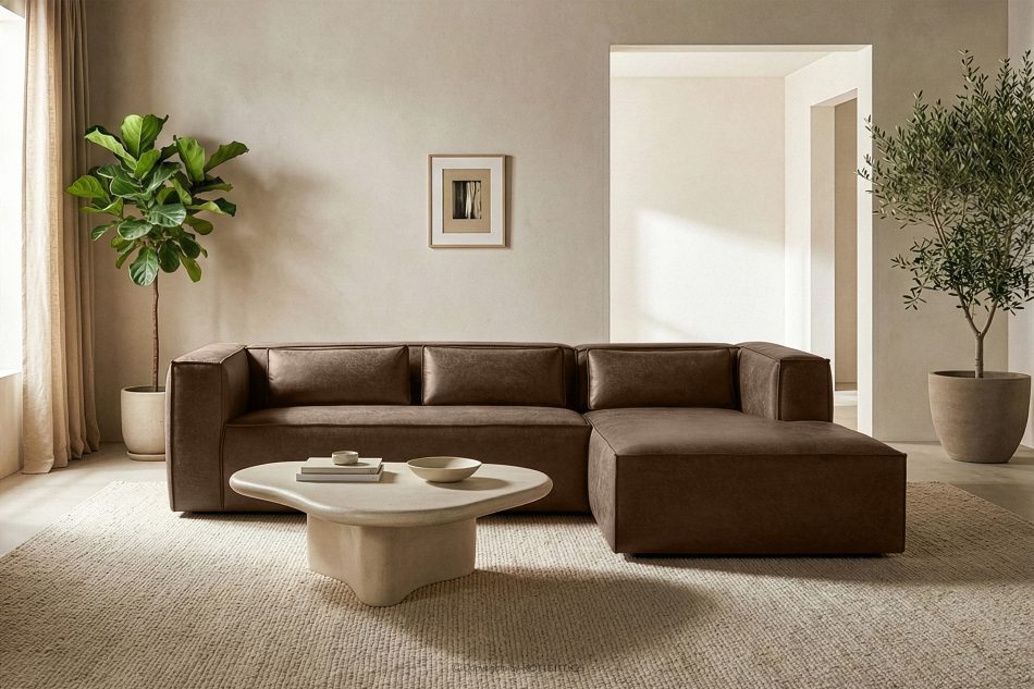 FEROX Ecksofa im Loft-Stil Kunstleder dunkelbraun rechts dunkelbraun - Foto 10