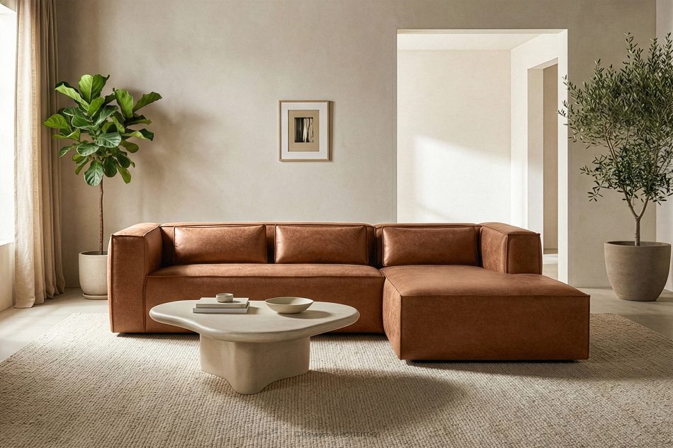 FEROX Ecksofa im Loft-Stil Kunstleder rotbraun rechts rot - Foto 10