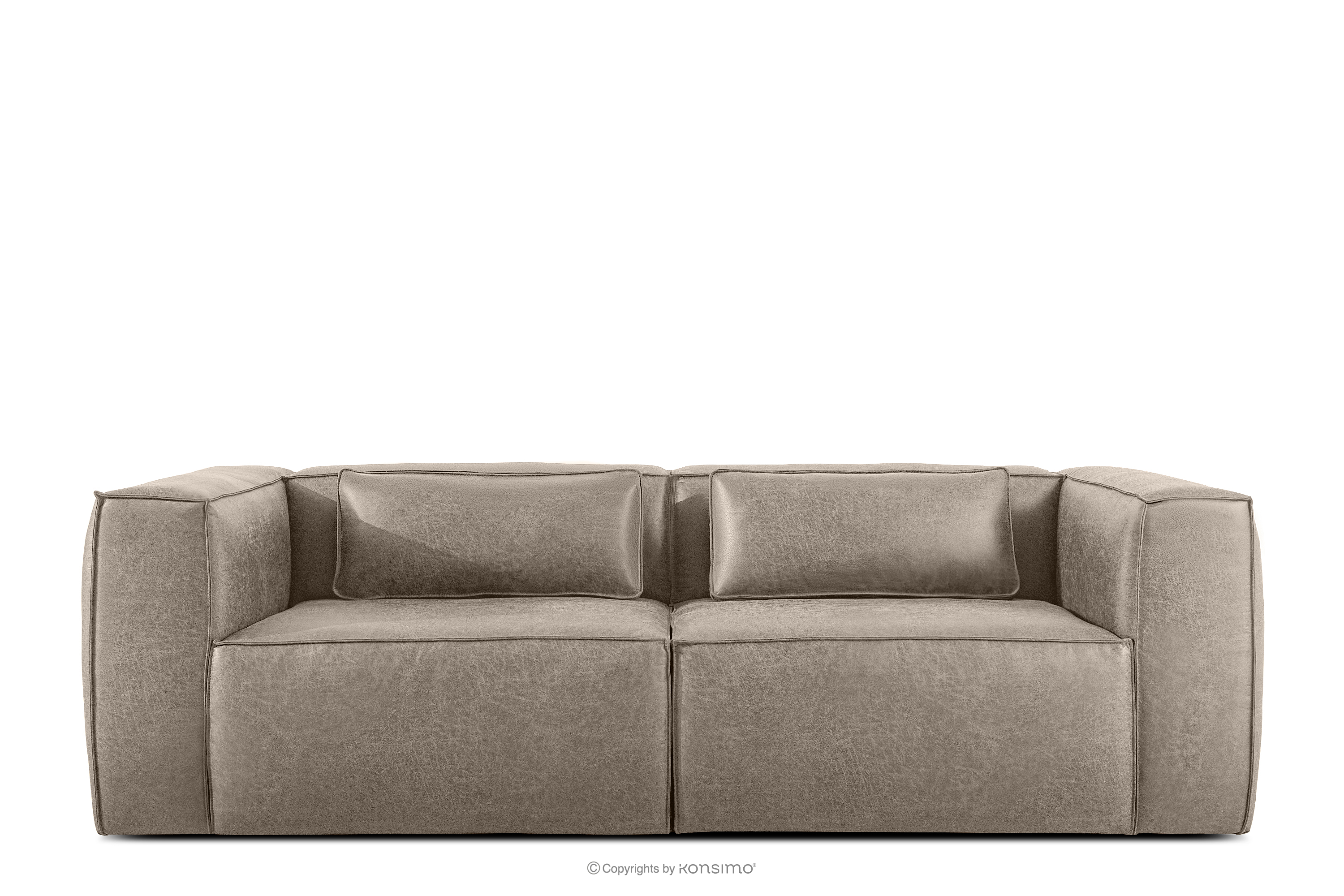 Dreisitzer-Sofa im Loft-Stil Kunstleder hellgrau