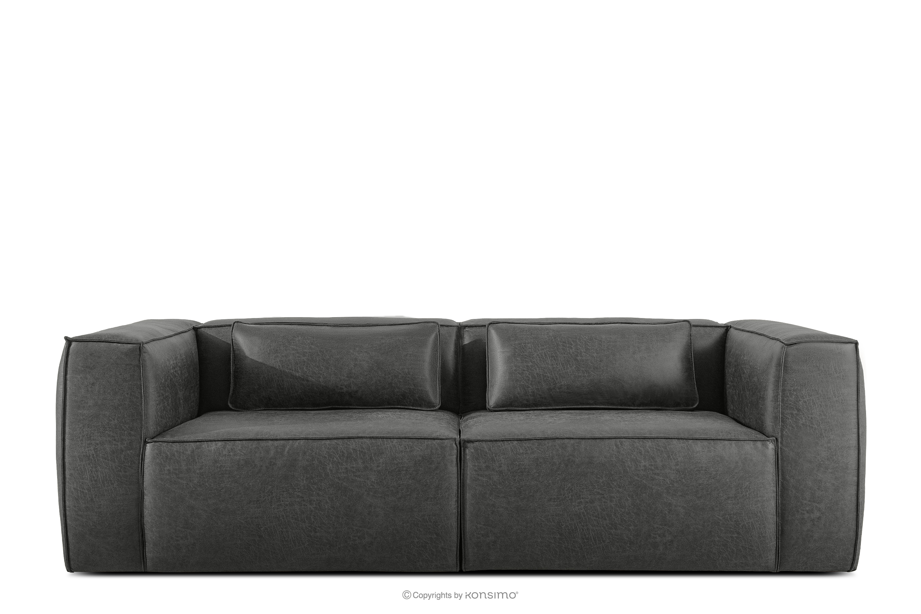 Dreisitzer-Sofa im Loft-Stil Kunstleder dunkelgrau