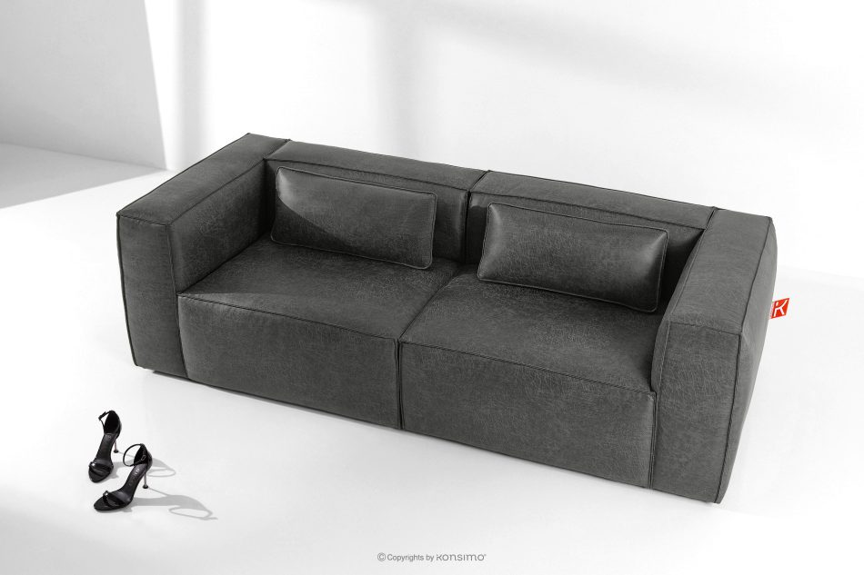 FEROX Dreisitzer-Sofa im Loft-Stil Kunstleder dunkelgrau dunkelgrau - Foto 1
