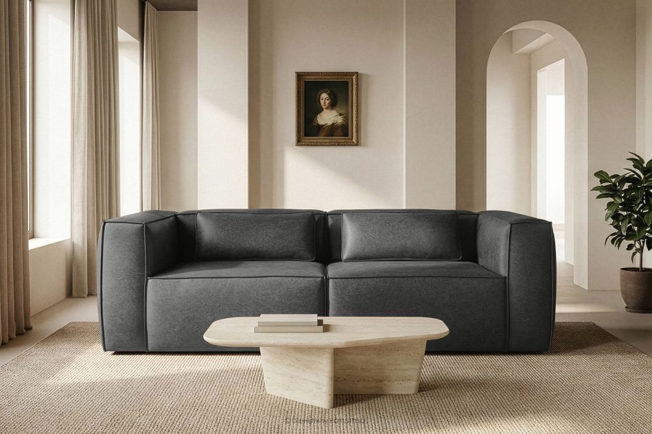 FEROX Dreisitzer-Sofa im Loft-Stil Kunstleder dunkelgrau dunkelgrau - Foto 11
