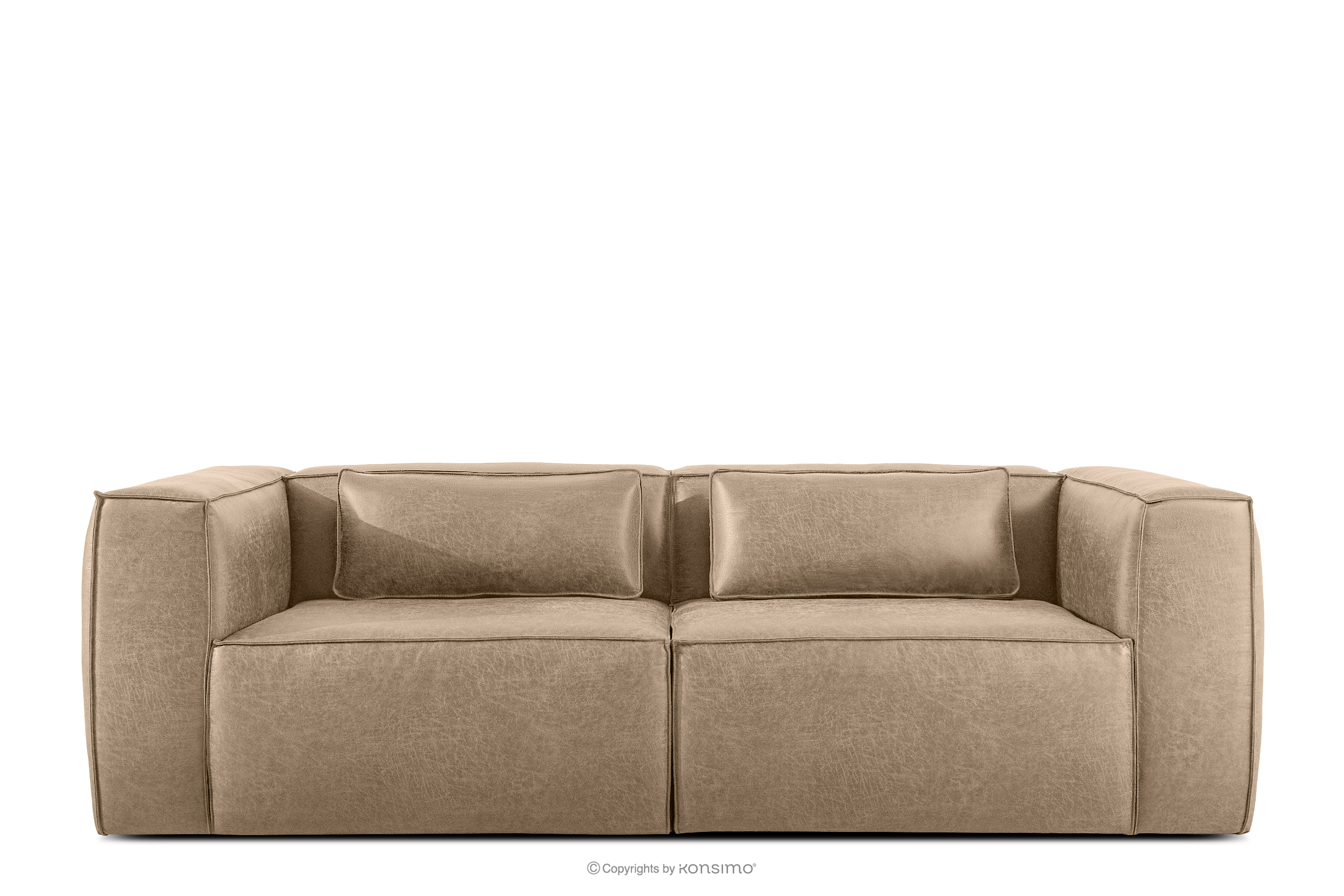 Dreisitzer-Sofa im Loft-Stil Kunstleder beige