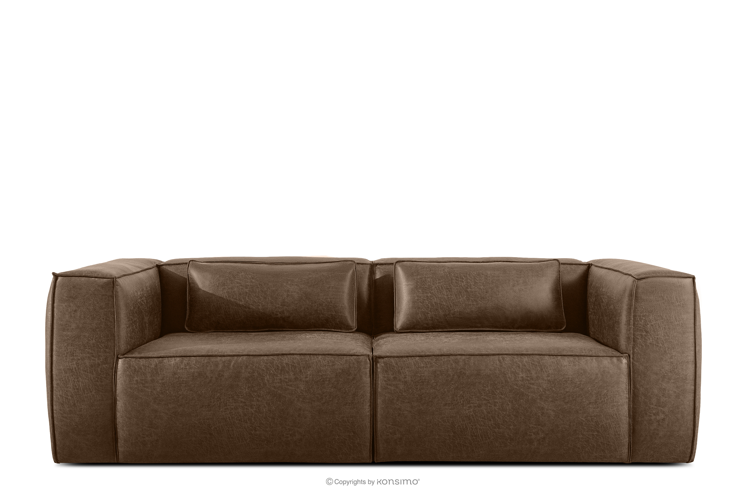 Dreisitzer-Sofa im Loft-Stil Kunstleder dunkelbraun