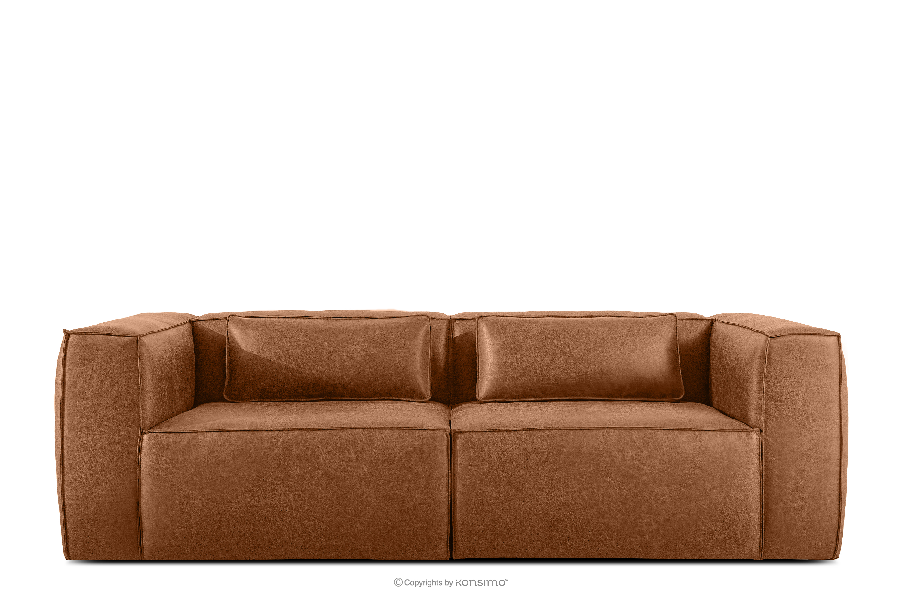 Dreisitzer-Sofa im Loft-Stil Kunstleder rotbraun