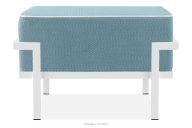 Gartenhocker auf Metallbeinen weiß/marineblau/weiß