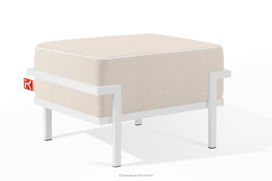 TRIGLO Gartenhocker auf Metallbeinen weiß/dunkelbeige/weiß weiß/dunkelbeige/weiß - Foto 1