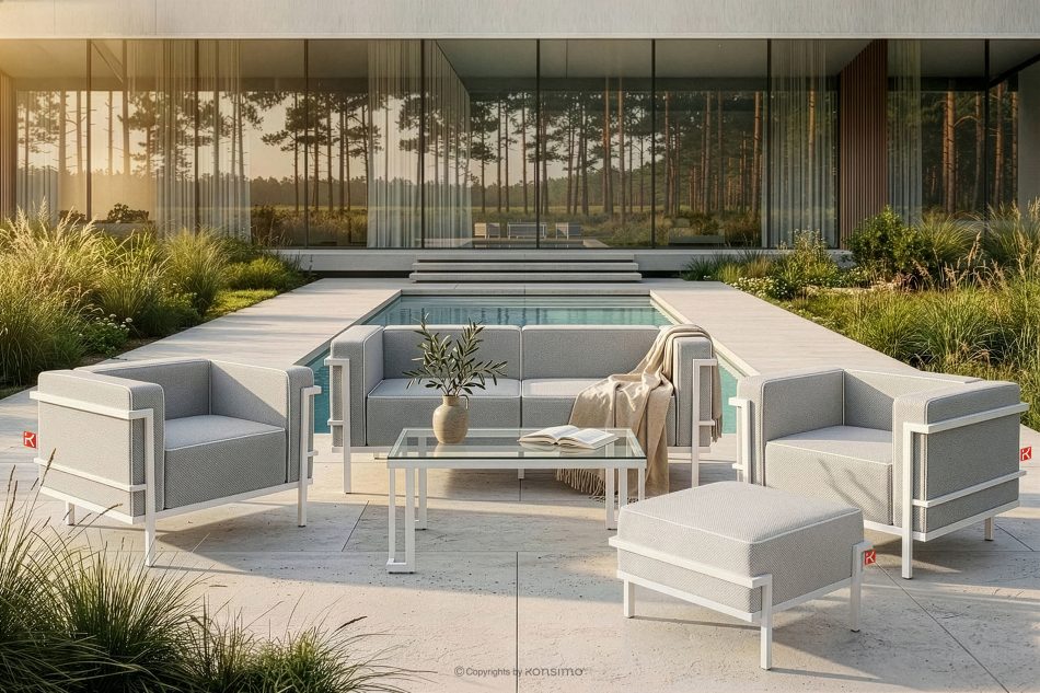 TRIGLO Gartenhocker auf Metallbeinen weiß/dunkelgrau/weiß weiß/dunkelgrau/weiß - Foto 6