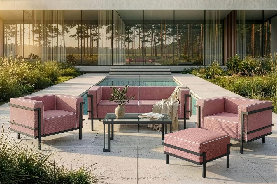 TRIGLO Gartenhocker auf Metallbeinen dunkelgrau/rot/weiß dunkelgrau/rot/weiß - Foto 6