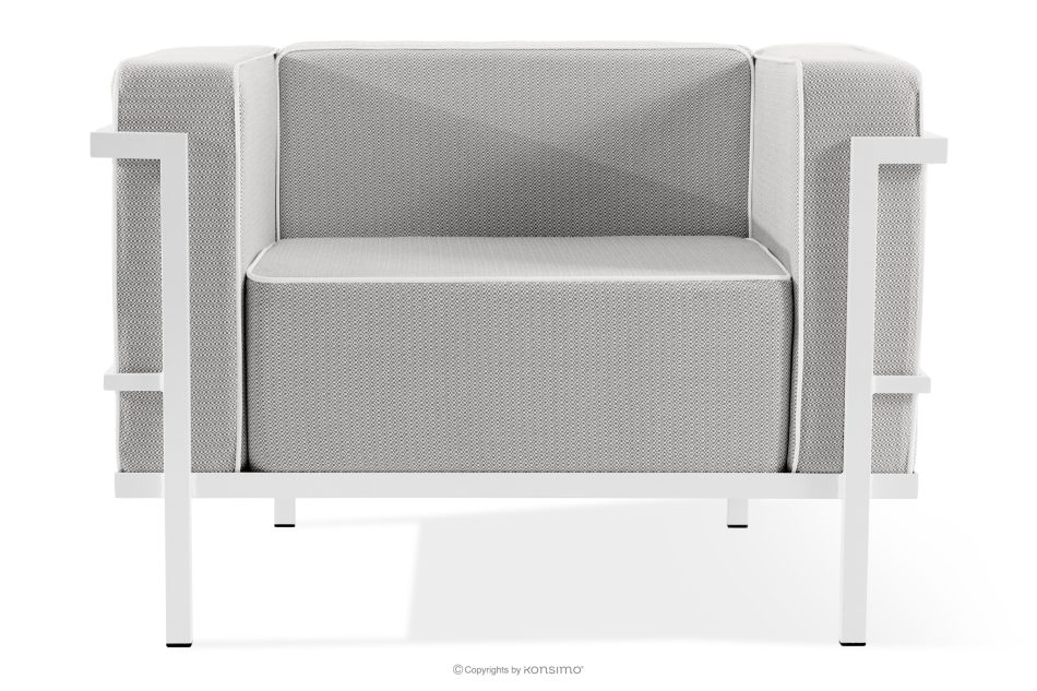 TRIGLO Moderner Gartenstuhl auf Metallbeinen, weiß/dunkelgrau/weiß weiß/dunkelgrau/weiß - Foto 0