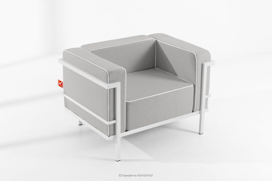 TRIGLO Moderner Gartenstuhl auf Metallbeinen, weiß/dunkelgrau/weiß weiß/dunkelgrau/weiß - Foto 1