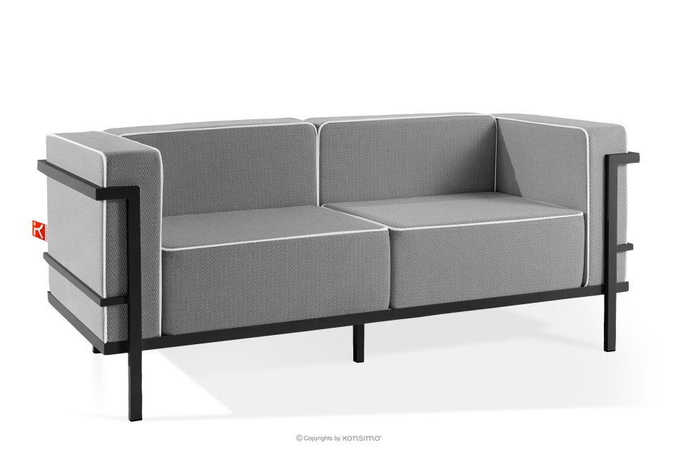 TRIGLO Modernes Gartensofa 2 auf Metallbeinen dunkelgrau/schwarz/weiß dunkelgrau/schwarz/weiß - Foto 2