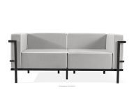 Modernes Gartensofa 2 auf Metallbeinen, dunkelgrau/dunkelgrau/weiß