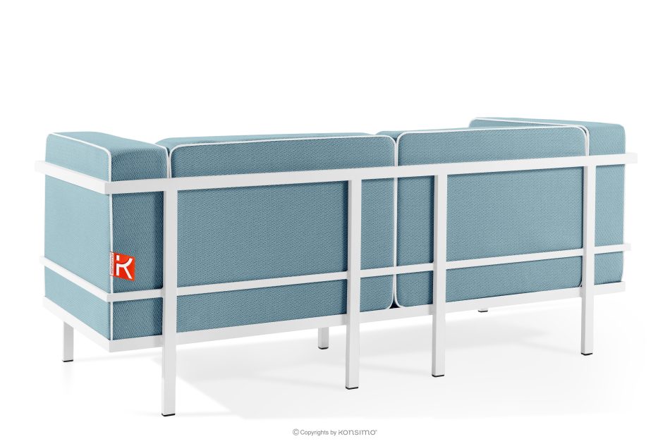 TRIGLO Modernes Gartensofa 2 auf Metallbeinen, weiß/meerblau/weiß weiß/marineblau/weiß - Foto 3