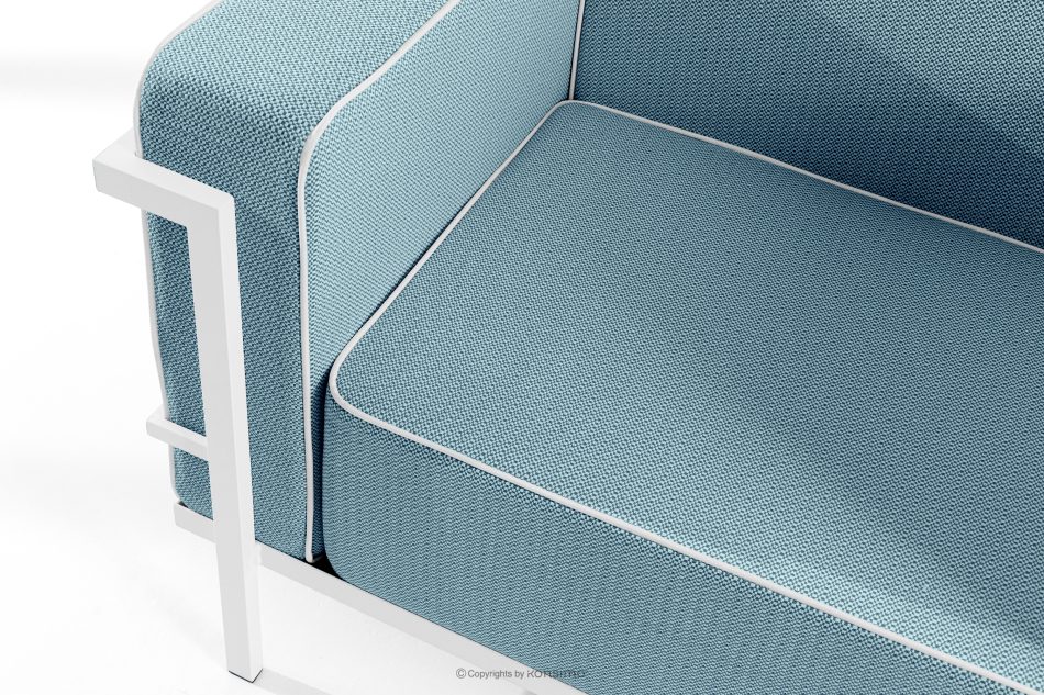 TRIGLO Modernes Gartensofa 2 auf Metallbeinen, weiß/meerblau/weiß weiß/marineblau/weiß - Foto 4