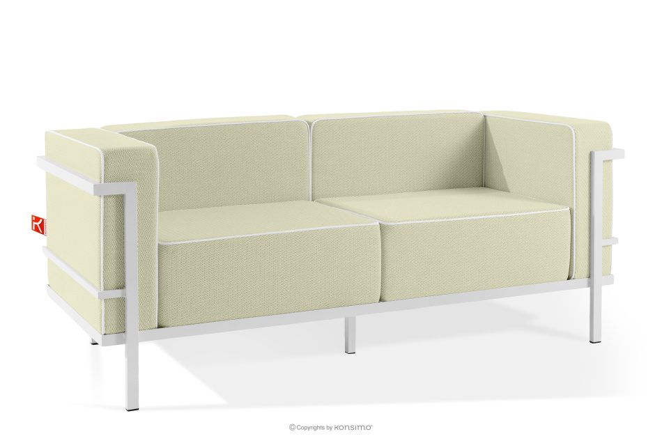 TRIGLO Modernes Gartensofa 2 auf Metallbeinen weiß/hellgrün/weiß weiß/hellgrün/weiß - Foto 2