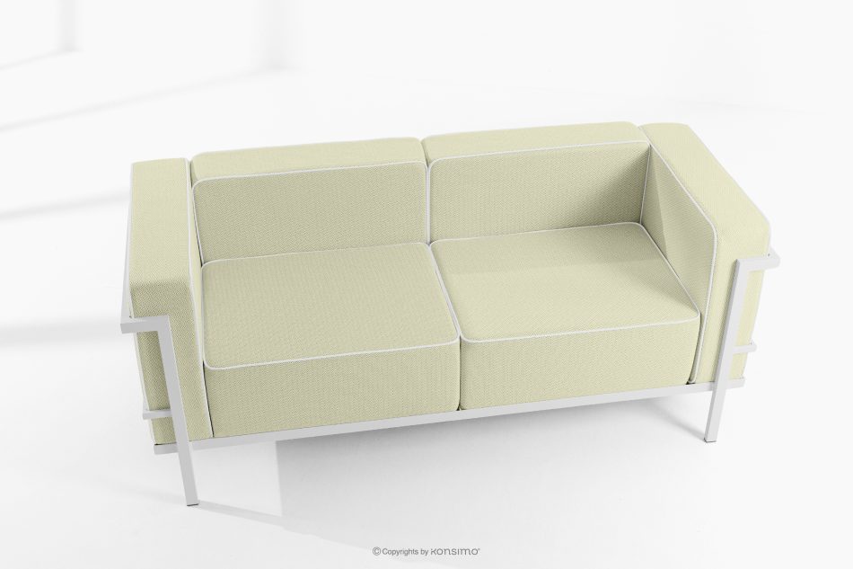 TRIGLO Modernes Gartensofa 2 auf Metallbeinen weiß/hellgrün/weiß weiß/hellgrün/weiß - Foto 1