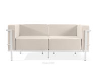 Modernes Gartensofa 2 auf Metallbeinen weiß/dunkelbeige/weiß
