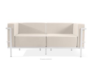 TRIGLO, https://konsimo.de/kollektion/triglo/ Modernes Gartensofa 2 auf Metallbeinen weiß/dunkelbeige/weiß weiß/dunkelbeige/weiß - Foto