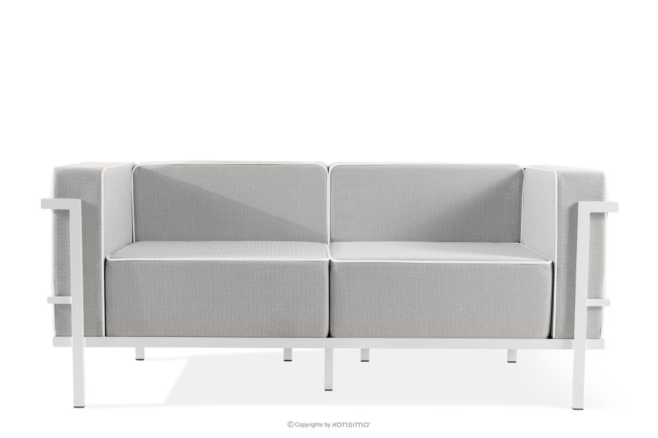 TRIGLO Modernes Gartensofa 2 auf Metallbeinen weiß/dunkelgrau/weiß weiß/dunkelgrau/weiß - Foto 0