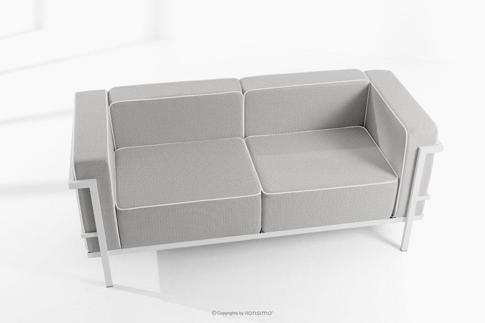 TRIGLO Modernes Gartensofa 2 auf Metallbeinen weiß/dunkelgrau/weiß weiß/dunkelgrau/weiß - Foto 1