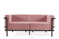 Modernes Gartensofa 2 auf Metallbeinen dunkelgrau/rot/weiß