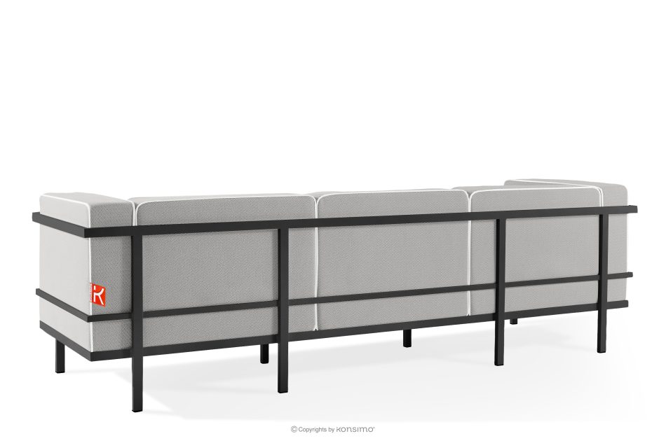 TRIGLO Modernes Gartensofa 3 auf Metallbeinen, dunkelgrau/dunkelgrau/weiß dunkelgrau/dunkelgrau/weiß - Foto 3