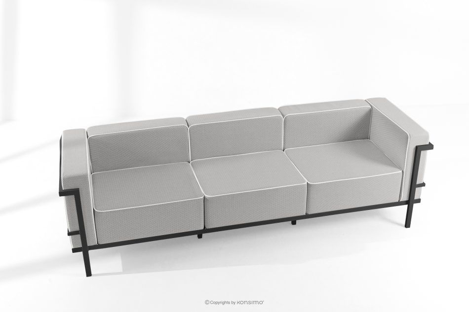 TRIGLO Modernes Gartensofa 3 auf Metallbeinen, dunkelgrau/dunkelgrau/weiß dunkelgrau/dunkelgrau/weiß - Foto 1