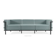 Modernes Gartensofa 3 auf Metallbeinen, dunkelgrau/dunkelgrün/weiß