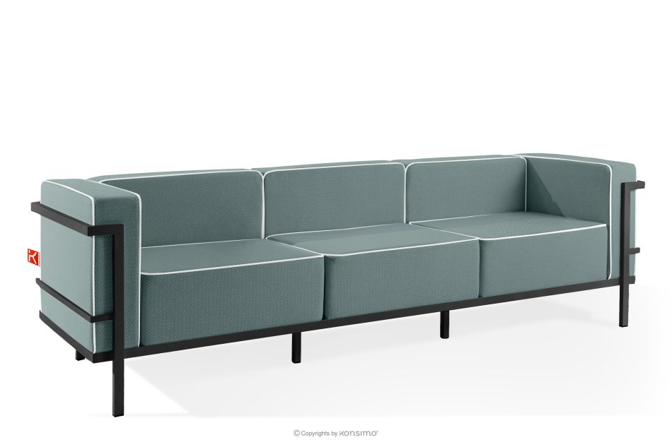 TRIGLO Modernes Gartensofa 3 auf Metallbeinen, dunkelgrau/dunkelgrün/weiß dunkelgrau/dunkelgrün/weiß - Foto 2