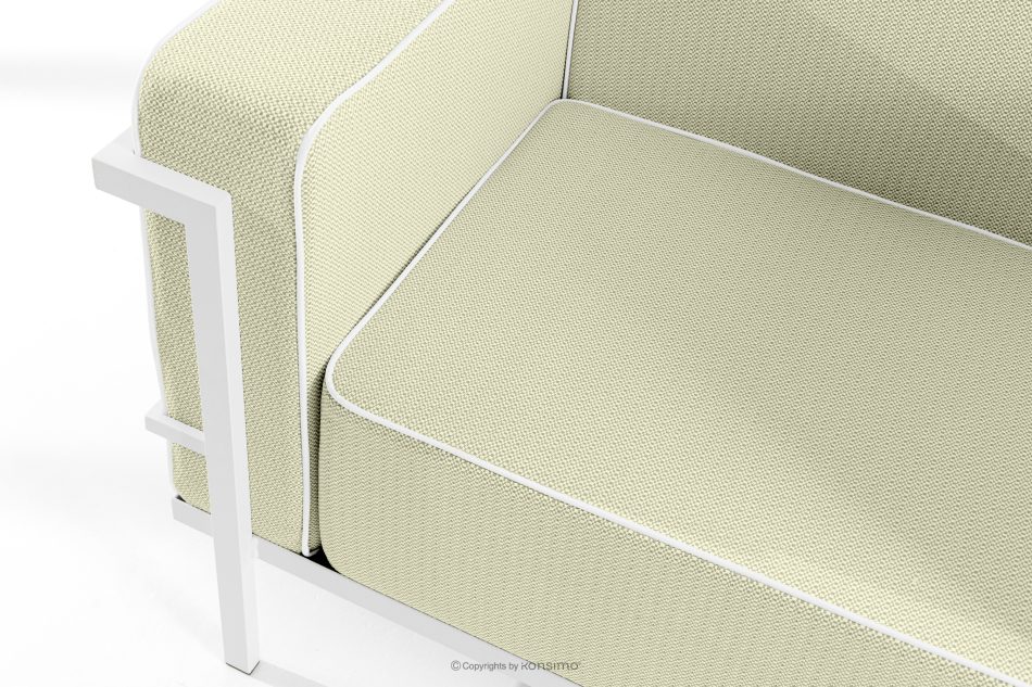 TRIGLO Modernes Gartensofa 3 auf Metallbeinen weiß/hellgrün/weiß weiß/hellgrün/weiß - Foto 4