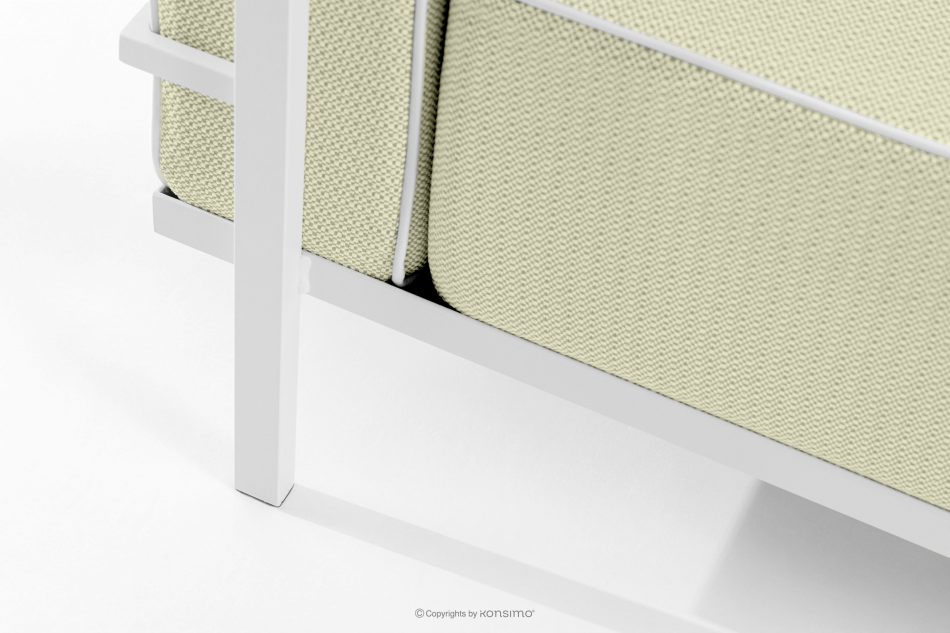 TRIGLO Modernes Gartensofa 3 auf Metallbeinen weiß/hellgrün/weiß weiß/hellgrün/weiß - Foto 6