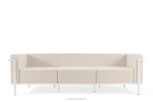 TRIGLO, https://konsimo.de/kollektion/triglo/ Modernes Gartensofa 3 auf Metallbeinen weiß/dunkelbeige/weiß weiß/dunkelbeige/weiß - Foto