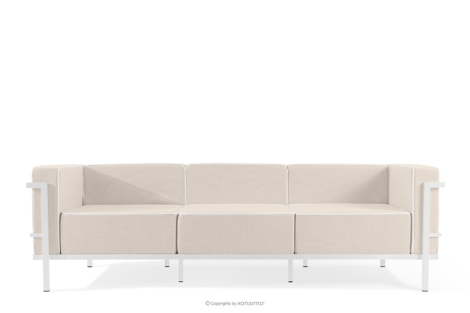 TRIGLO Modernes Gartensofa 3 auf Metallbeinen weiß/dunkelbeige/weiß weiß/dunkelbeige/weiß - Foto 0