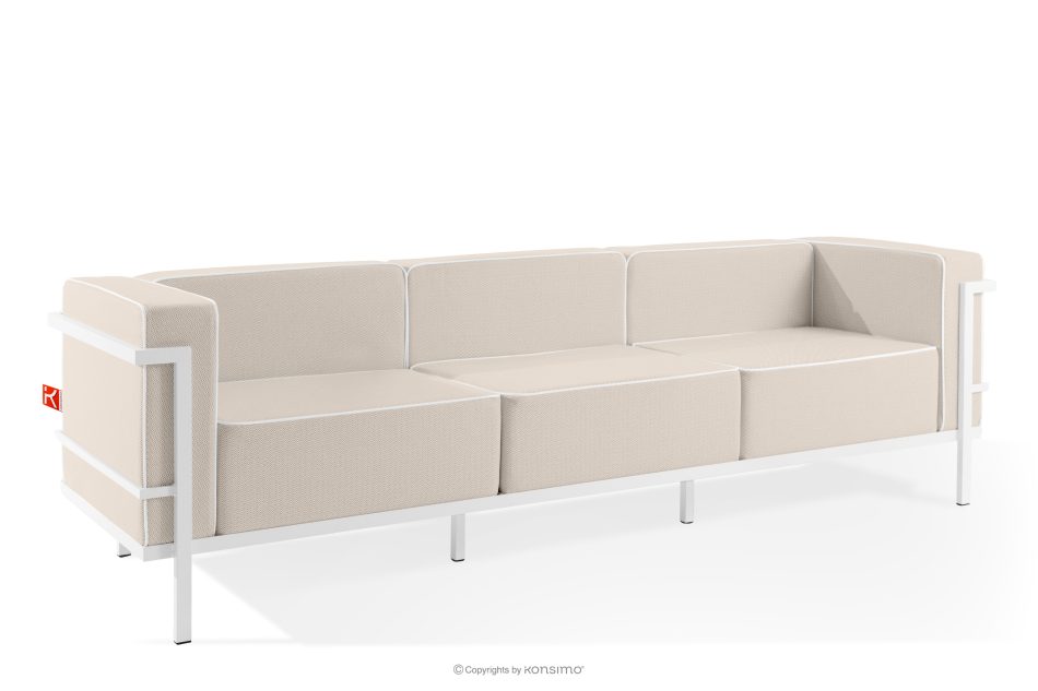 TRIGLO Modernes Gartensofa 3 auf Metallbeinen weiß/dunkelbeige/weiß weiß/dunkelbeige/weiß - Foto 2