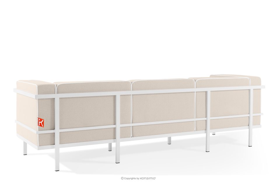 TRIGLO Modernes Gartensofa 3 auf Metallbeinen weiß/dunkelbeige/weiß weiß/dunkelbeige/weiß - Foto 3